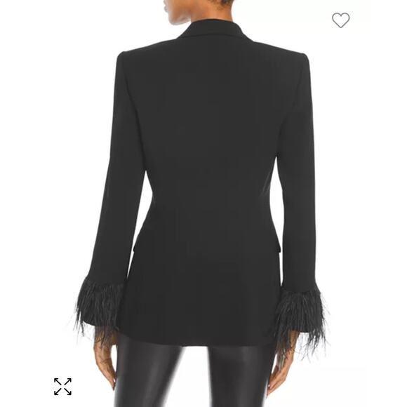 Cinq a Sept Ostrich Feather Black Cheyenne Blazer Size 6 - Picture 11 of 11
